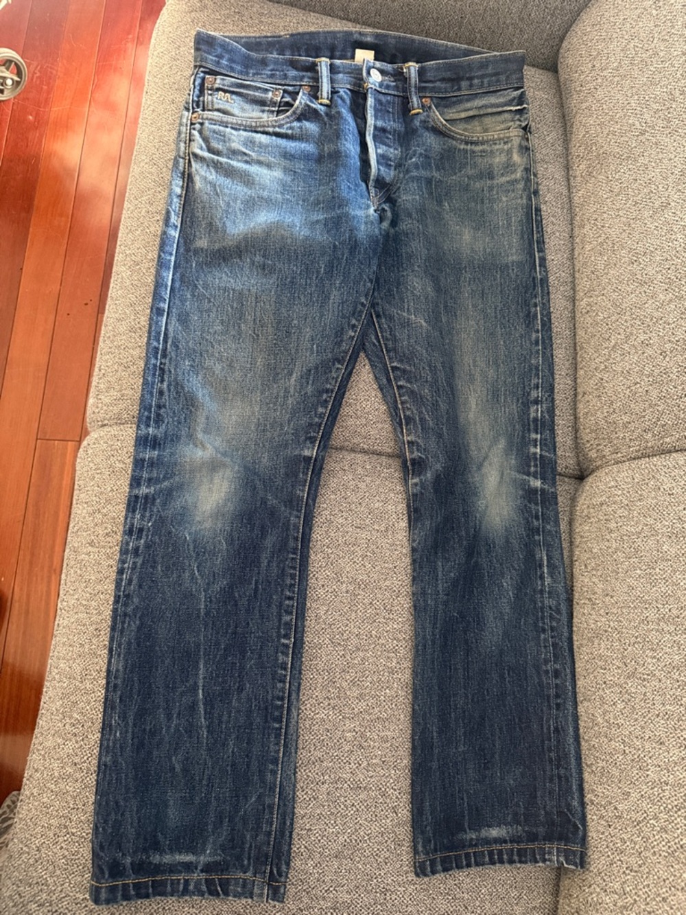 Ralph Lauren Double RL Slim fit Selvedge Denim Jeans in Medium Blue Wash